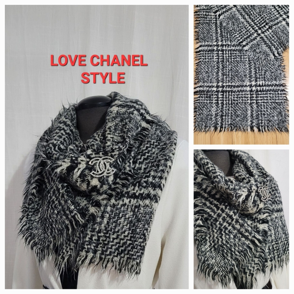 Chanel Style Black and White Scarf